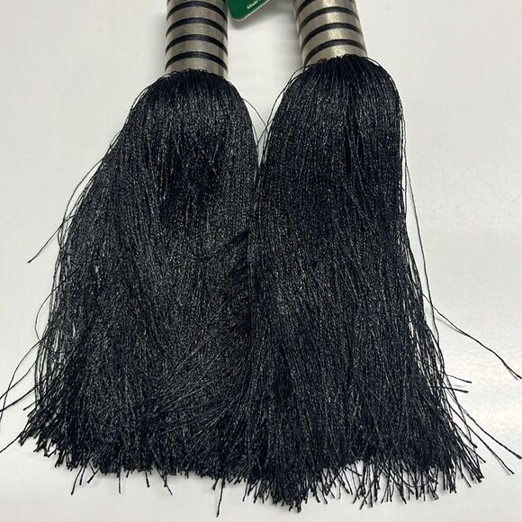 Versailles Home Fashion Inc. Black Silver Tone Accents 24” Tiebacks Set of 2 - Picture 7 of 10